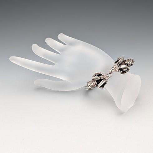 Vintage Sterling Silver Ram's Head Hinged Bangle Bracelet 42g